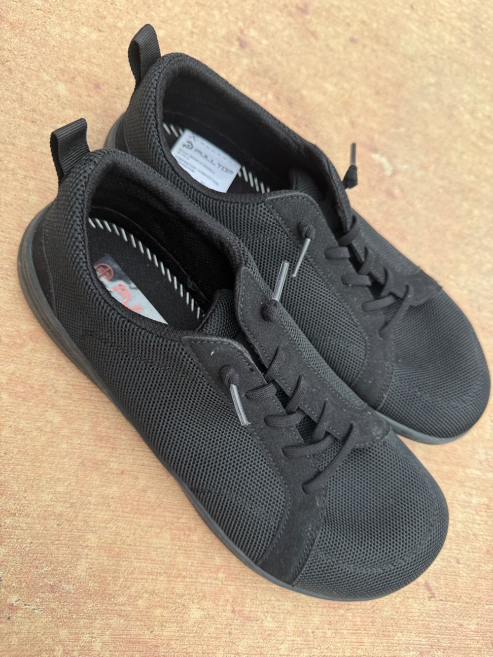 Womens Black Casual Lace-Up Sneakers